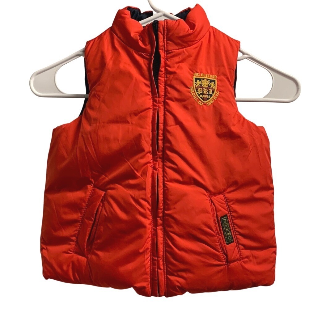 Polo Ralph Lauren Reversible Crest Puffer Vest Toddler Boys 24M Red Navy Preppy